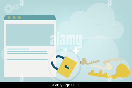 Image illustration of security that protects personal information from hacking Stock Vector