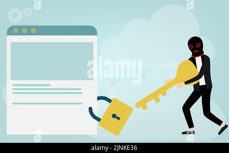 Image illustration of a hacker trying to break security Stock Vector