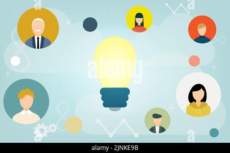Image illustrations that connect with people using the cloud system Stock Vector