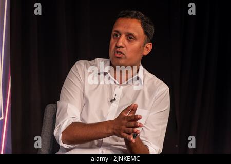 Edinburgh, United Kingdom. 12th Aug, 2022. Pictured: Scottish Conservatives leader, Douglas Ross and Scottish Labour leader, Anas Sarwar are interviewed by LBC's Iain Dale and former Labour Home Secretary, Jacqui Smith at the Edinburgh Fringe Festival as part of the For The Many series of interviews. During the interview, Anas Sarwar repeated that he would not work with any other part in the event of an Independence Referendum in Scotland. Credit: Rich Dyson/Alamy Live News Stock Photo