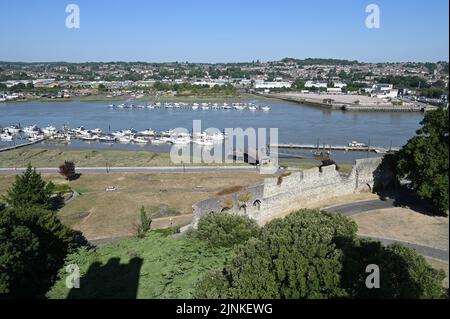 Views from a castle in Kent of the River Medway between Strood and Rochester. Stock Photo