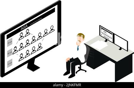 AGA Isometric, a male doctor's office specializing in hair loss treatment Stock Vector