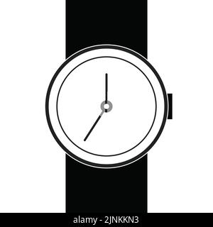 Analog wristband watch greyscale icon - vector illustration Stock Vector