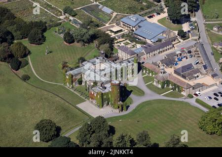 aerial view of Swinton Park Hotel near Masham, North Yorkshire Stock Photo