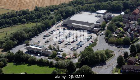aerial view of Morrisons Supermarket in Ripon, North Yorkshire Stock Photo