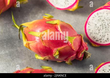 Healthy Organic Thai Dragonfruit Pitaya Cut into Slices Stock Photo