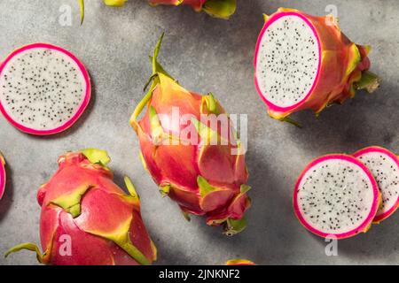 Healthy Organic Thai Dragonfruit Pitaya Cut into Slices Stock Photo
