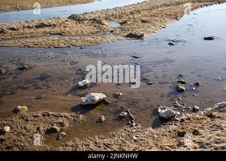 The Loire river, where the water level has decreased, and the environment is dry. As France is experiencing intense drought (Secheresse) during a heat wave in Orleans on August 12, 2022. Photo by Raphael Lafargue/ABACAPRESS.COM Stock Photo