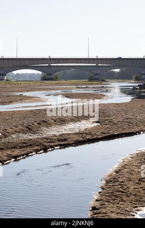 The Loire river, where the water level has decreased, and the environment is dry. As France is experiencing intense drought (Secheresse) during a heat wave in Orleans on August 12, 2022. Photo by Raphael Lafargue/ABACAPRESS.COM Stock Photo