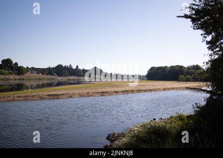 The Loire river, where the water level has decreased, and the environment is dry. As France is experiencing intense drought (Secheresse) during a heat wave in Orleans on August 12, 2022. Photo by Raphael Lafargue/ABACAPRESS.COM Stock Photo