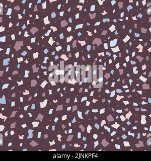 Dark purple Terrazzo flooring vector seamless pattern. Modern stone color pastel marble wallpaper for print and web.Texture of classic Italian type of Stock Vector