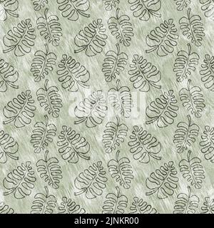 Cute safari exotic foliage pattern for babies room decor. Seamless leaf green textured gender neutral print design. Stock Photo