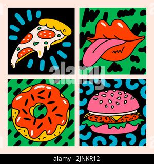 Cartoon vector funny cute Comic characters. Crazy cartoons Abstract vector collection Stock Vector