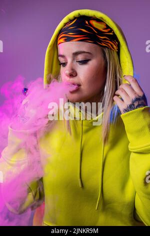 pink, cool, smoke, style, exhaling, vaporizer, pinks, cools, smokes, styles Stock Photo