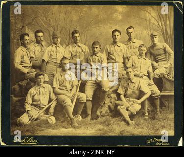 A Vintage Pach Brothers Photography Studio portrait of the Yale baseball team in uniform circa 1895 Stock Photo