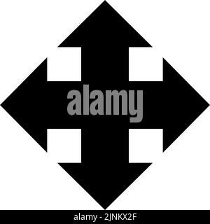 4 crossed arrow icon isolated on white background Stock Vector