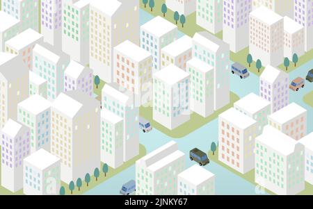 Isometric, pale business district landscape Stock Vector