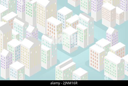 Isometric, pale business district landscape Stock Vector