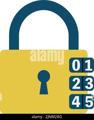 Illustration of a locked dial-type padlock Stock Vector