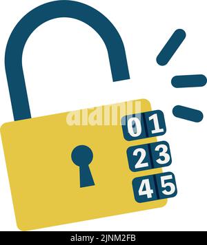 Illustration of an unlocked dial padlock Stock Vector