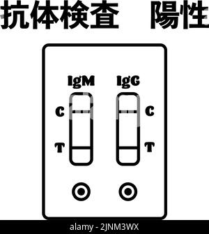 Illustration showing positive result by antibody test -Translation: Positive antibody test Stock Vector