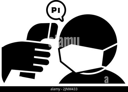 Illustration of measuring heat with forehead using infrared thermometer Stock Vector