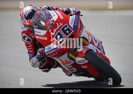 Motorcycle racer Jake Dixon, during the British MotoGP at Silverstone. He rides for GasGas Aspar Team in the 2022 Moto2 World Championship. Stock Photo