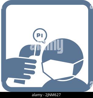 Illustration of measuring heat with forehead using infrared thermometer Stock Vector