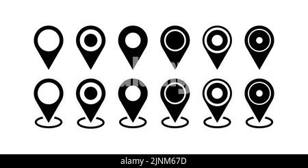 Map pin collection. location markers of different shape. Vector icons Stock Vector
