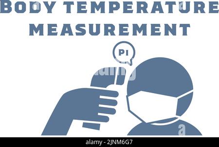 Illustration of measuring heat with forehead using infrared thermometer Stock Vector