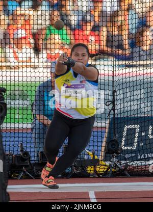 Xiu Mei Grace Wong of Malaysia competing in the women’s hammer final at the Commonwealth Games at Alexander Stadium, Birmingham, England, on 6th Augus Stock Photo