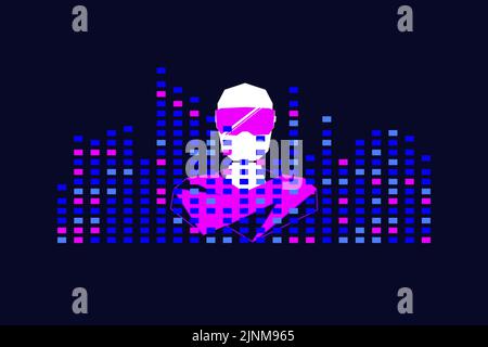 Abstract musical equalizer wuth cyberman Stock Vector