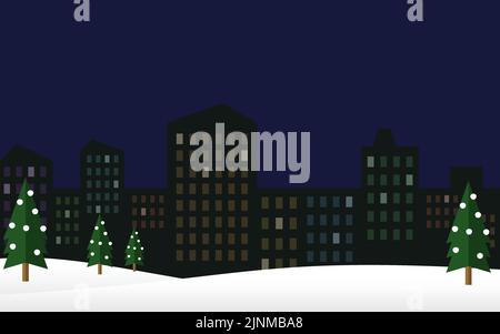 Building silhouette and snow scene Stock Vector