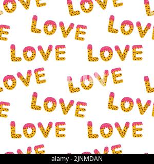 The word Love is lined with letters in the form of cookies . Stock Vector
