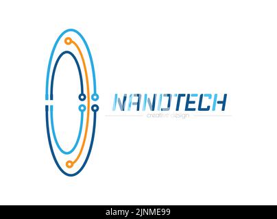 NANOTECH. Template for a logo, sticker, logo or brand. Illustration for websites, applications and creative ideas. Flat style Stock Vector
