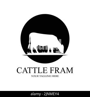 Premium quality Grass Cow Angus Farm Castle Logo Icon Vector Stock Vector