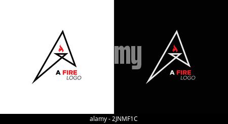 Modern and unique letter A initial fire logo design Stock Vector