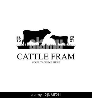 Premium quality Grass Cow Angus Farm Castle Logo Icon Vector Stock Vector