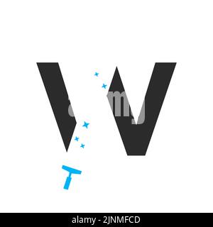 Letter W House Cleaning Logo Concept For Broom Maid Service Symbol Vector Template Stock Vector