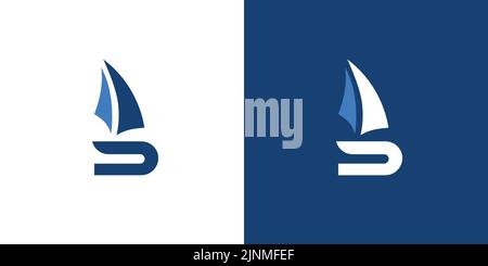 Unique and modern letter S initial sailboat logo design Stock Vector