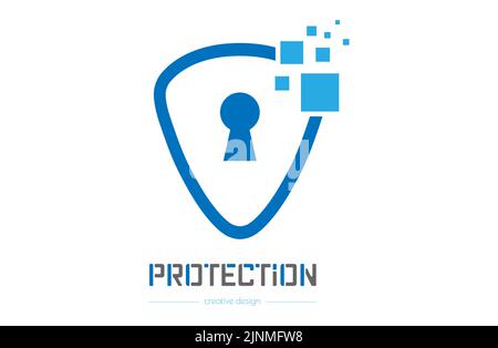 Protection. Vector template for for logo, sticker, logo or brand. Illustration for websites, applications and creative ideas. Flat style. Stock Vector