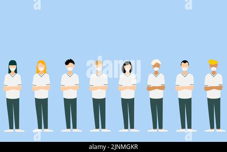 Multinational healthcare professionals with their arms crossed Stock Vector