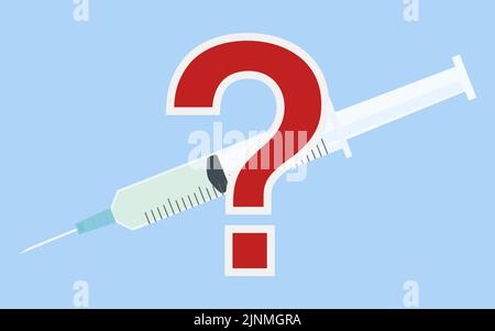 Illustration of vaccination, syringe with liquid? mark Stock Vector