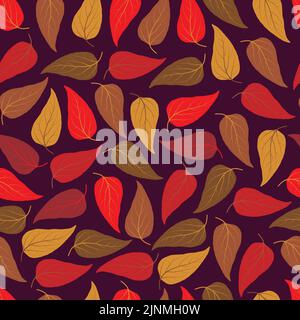 Ornate trendy vector ditsy floral seamless pattern design of autumn color exotic leaves. Artistic vector foliage background for printing and textile Stock Vector