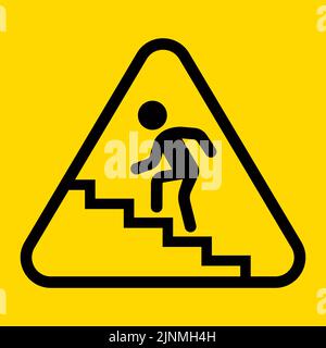 triangular icon man climb stairs. flat vector illustration. Stock Vector