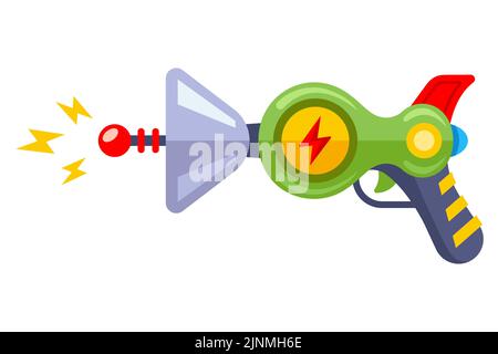 green alien gun. children toy. flat vector illustration. Stock Vector
