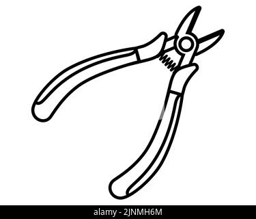 black linear icon construction cable cutting pliers. flat vector illustration. Stock Vector