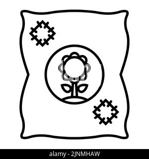 black linear icon bag of fertilizer for plants. flat vector illustration. Stock Vector