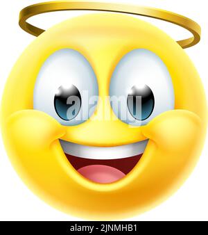 Angel Emoji Emoticon Man Face Cartoon Icon Mascot Stock Vector