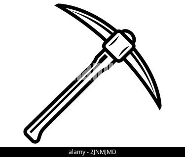 linear icon old pickaxe for resource extraction. working tool in the mine. flat vector illustration. Stock Vector